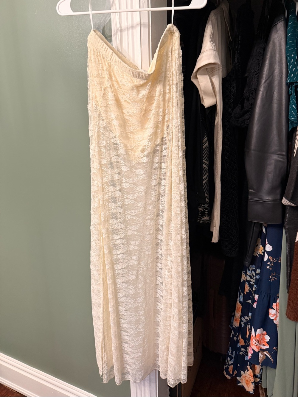 12th Tribe Cream Lace Maxi Skirt